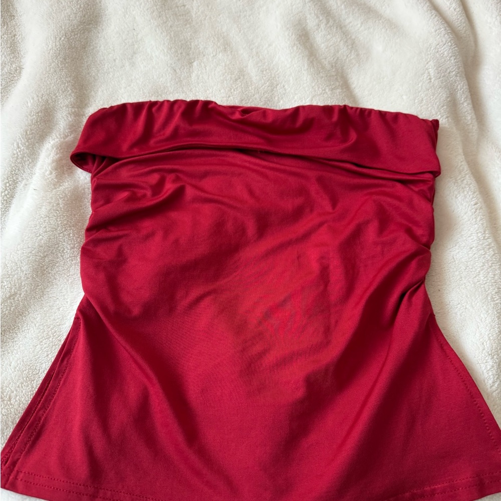 SHEIN Vibrant Red Strapless Top